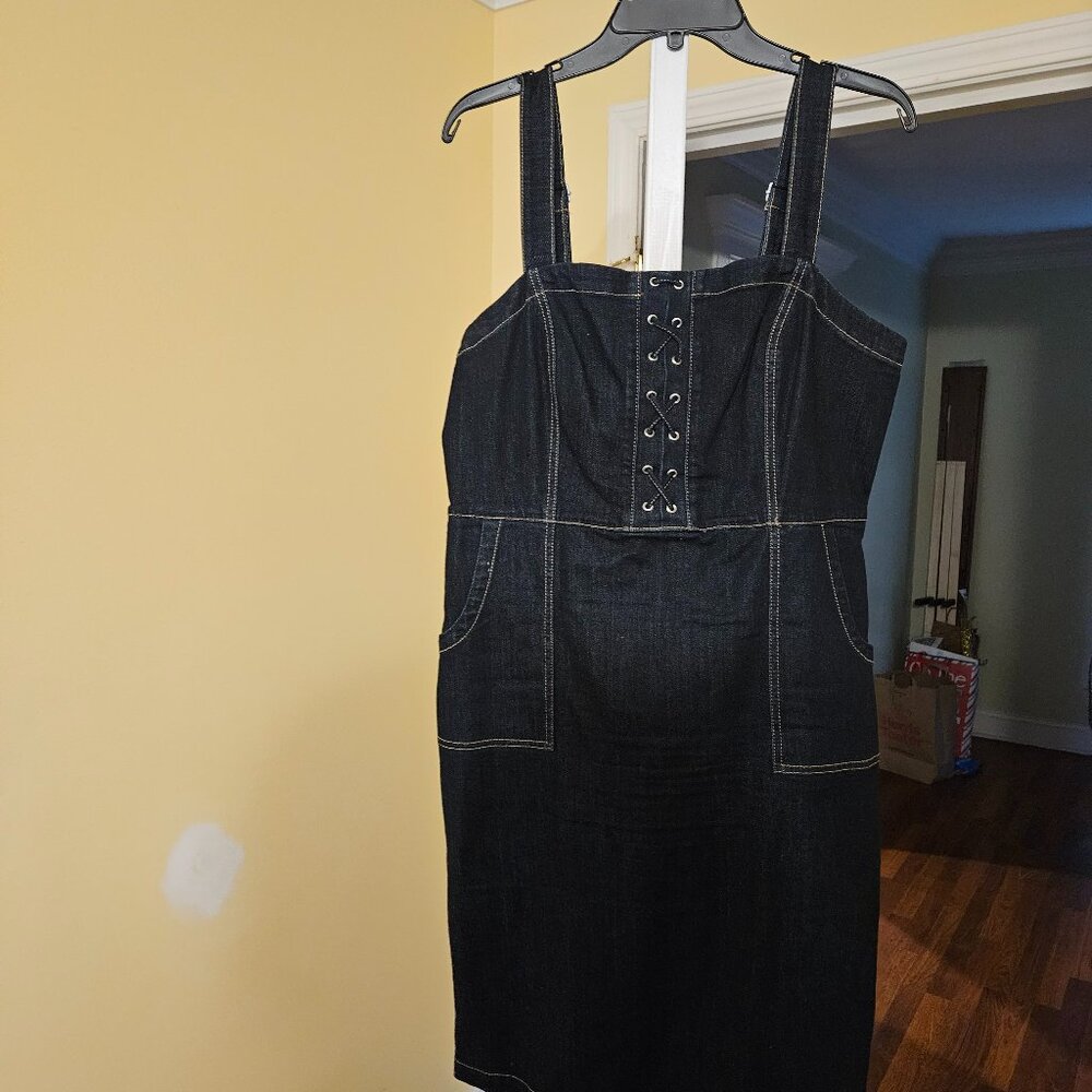 Denim Dress with Adjustable Straps Women's Size L